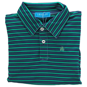 Long Sleeve Performance Polo- Green/Navy