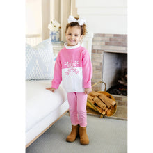 Load image into Gallery viewer, Isabelle&#39;s Intarsia Sweater- Hamptons Hot Pink/ Worth Ave White/ Snowflake
