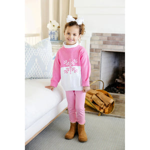Isabelle's Intarsia Sweater- Hamptons Hot Pink/ Worth Ave White/ Snowflake