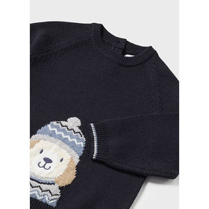 Winter Puppy Knit Sweater- Navy