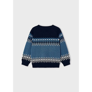 Jacquard Sweater- Mix Blue