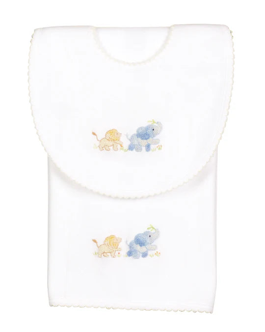 Animal Safari Bib & Burp Cloth Set