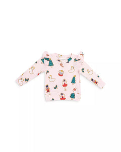 Sugar Plum Fairy Christmas Cookie Pink Ruffle Sweatshirt