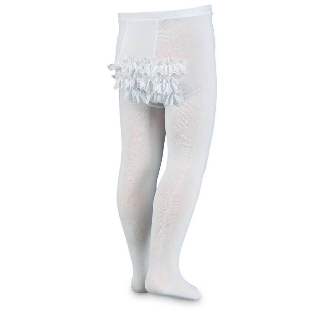 Microfiber Rhumba Lace Tights-White