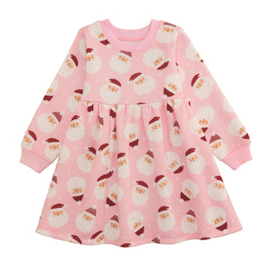 Santa Sweatshirt Dress- Pink