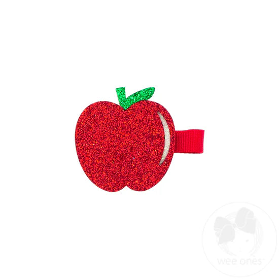 Apple Glitter Hair Clip
