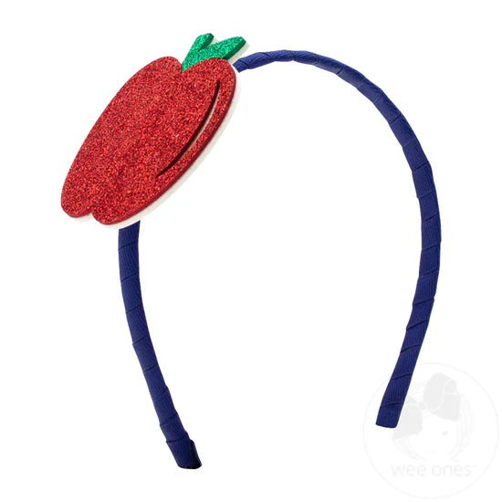 Glitter Apple Headband - Red/Navy