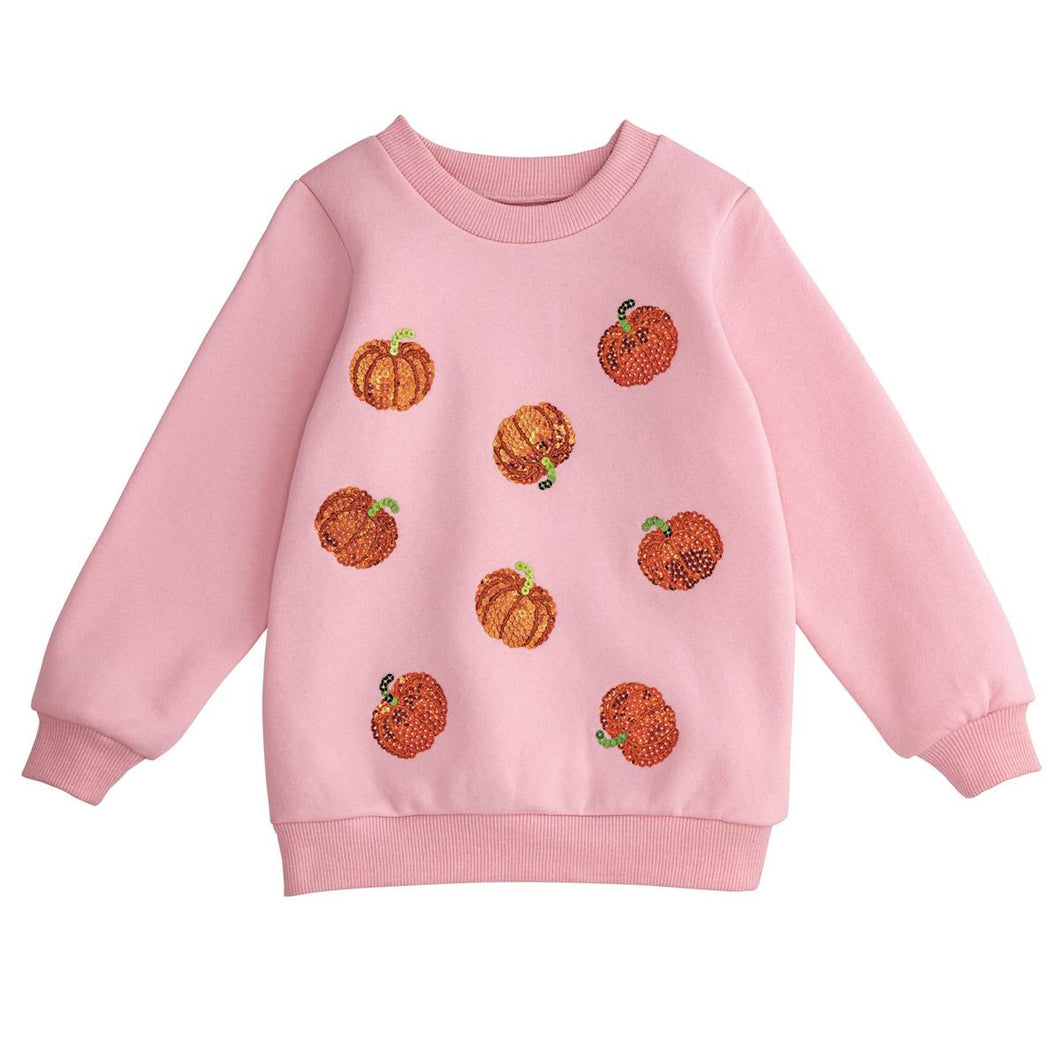 Sequin Pumpkin Sweatshirt- Pink