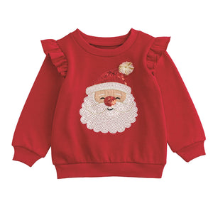 Santa Sequin Sweatshirt- Red
