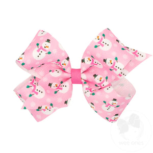 Christmas Print Grosgrain Hair Bows