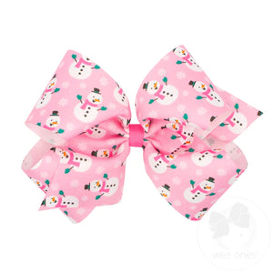 Christmas Print Grosgrain Hair Bows