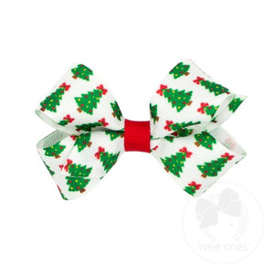Christmas Print Grosgrain Hair Bows