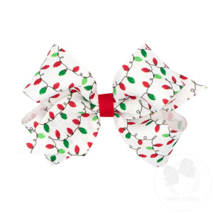 Christmas Print Grosgrain Hair Bows