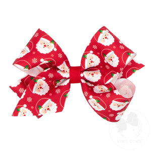 Christmas Print Grosgrain Hair Bows