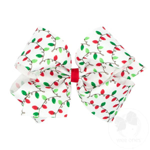 Christmas Print Grosgrain Hair Bows