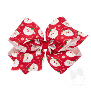 Christmas Print Grosgrain Hair Bows