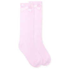 Load image into Gallery viewer, Girls Pointelle Bow Knee Socks - Pink
