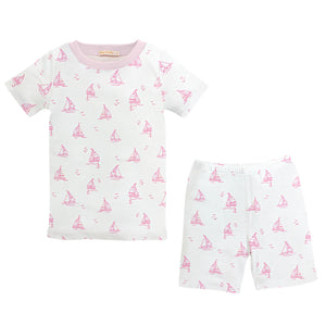 Sailing Boat Short Pajama Set- Pink
