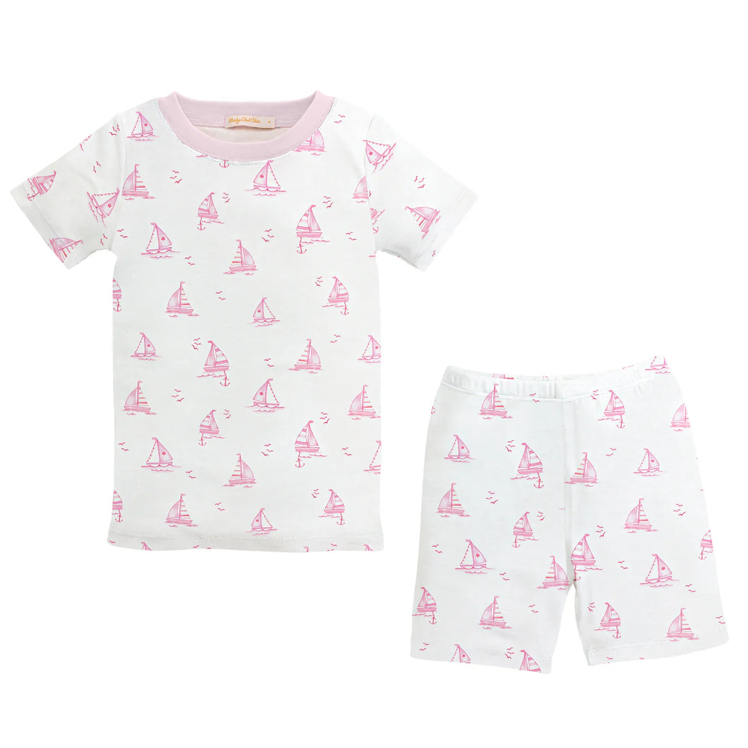 Sailing Boat Short Pajama Set- Pink