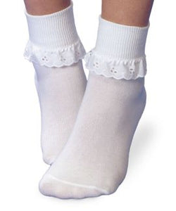 Girls Eyelet & Fancy Lace Socks - White