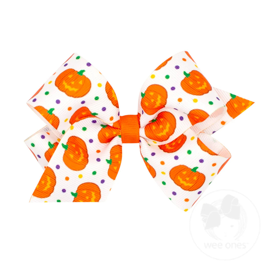 Medium Pumpkins & Dots Grosgrain Bow
