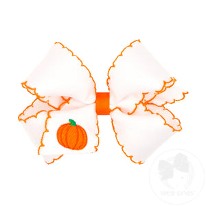 Orange Moonstitch Hair Bow KING- Embr Pumpkin