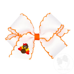 Orange Moonstitch Hair Bow SZ M- Embr Turkey