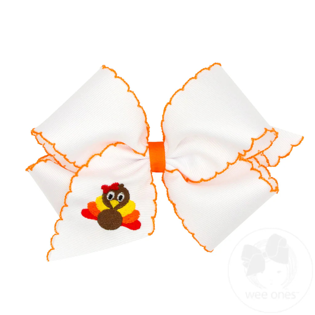 Orange Moonstitch Hair Bow KING- Embr Turkey