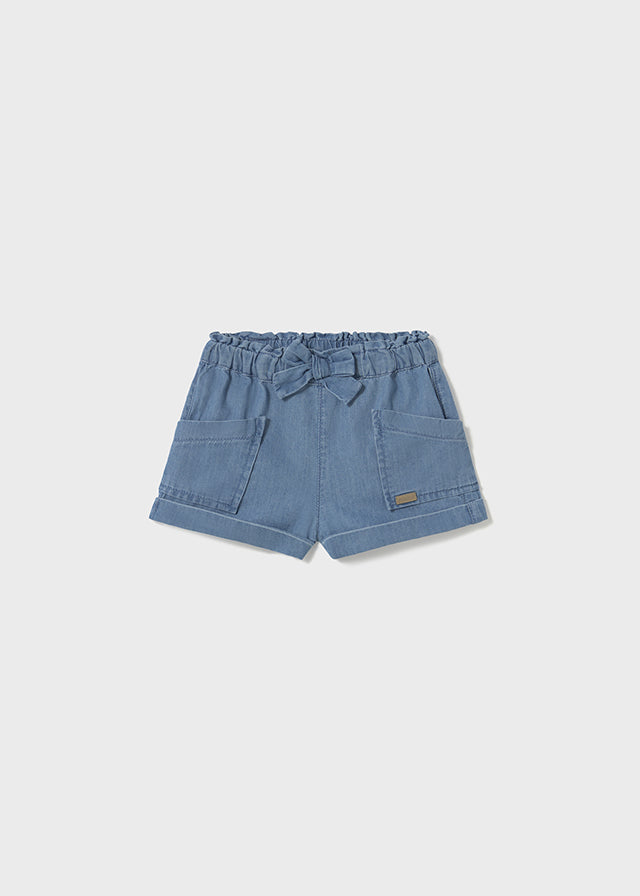 Basic Shorts w/ Bow- Light Blue