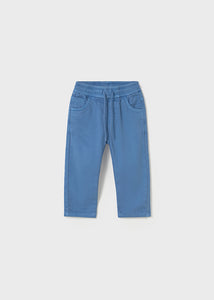 Straight-Leg Twill Pants- Capri Blue