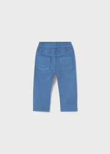 Straight-Leg Twill Pants- Capri Blue