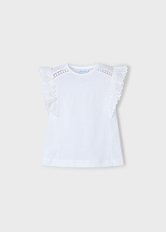 Crochet Details T-Shirt SS- White