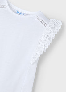 Crochet Details T-Shirt SS- White