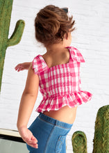 Load image into Gallery viewer, Sleeveless Peplum Top- Peony Gingham
