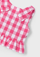 Load image into Gallery viewer, Sleeveless Peplum Top- Peony Gingham
