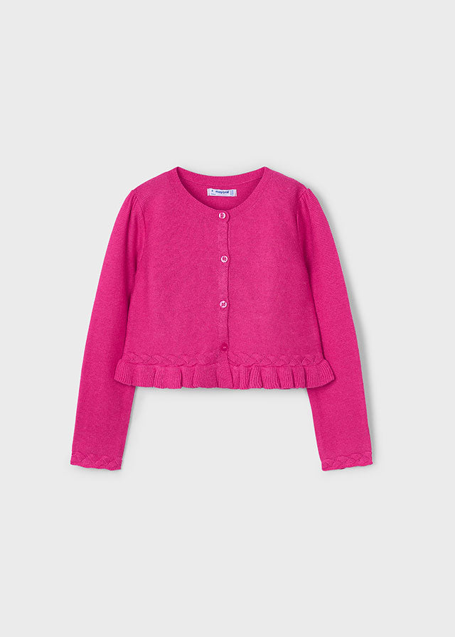 Braided Knit Cardigan- Magenta