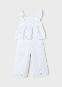 Eyelet Top & Pants Set- White