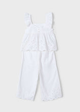 Load image into Gallery viewer, Eyelet Top &amp; Pants Set- White
