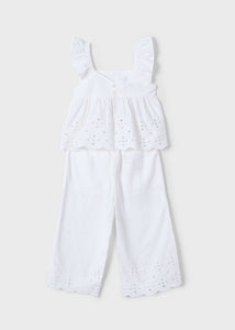 Eyelet Top & Pants Set- White