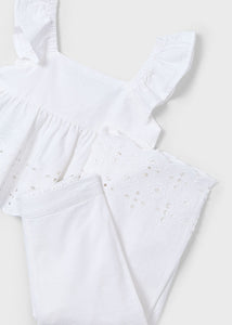 Eyelet Top & Pants Set- White