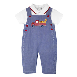 Apple Truck Applique Overall & Shirt Set