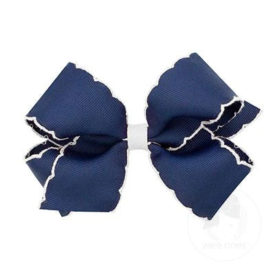 Moonstitch Hair Bow - Navy & White