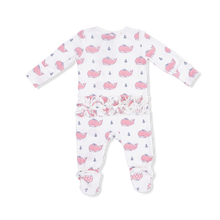 Load image into Gallery viewer, Bubbly Whale w/ Bow 2 Way Ruffle Back Zipper Footie
