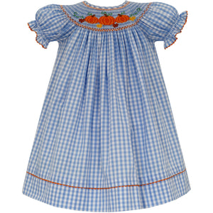 Pumpkin Bishop Dress- Blue Gingham