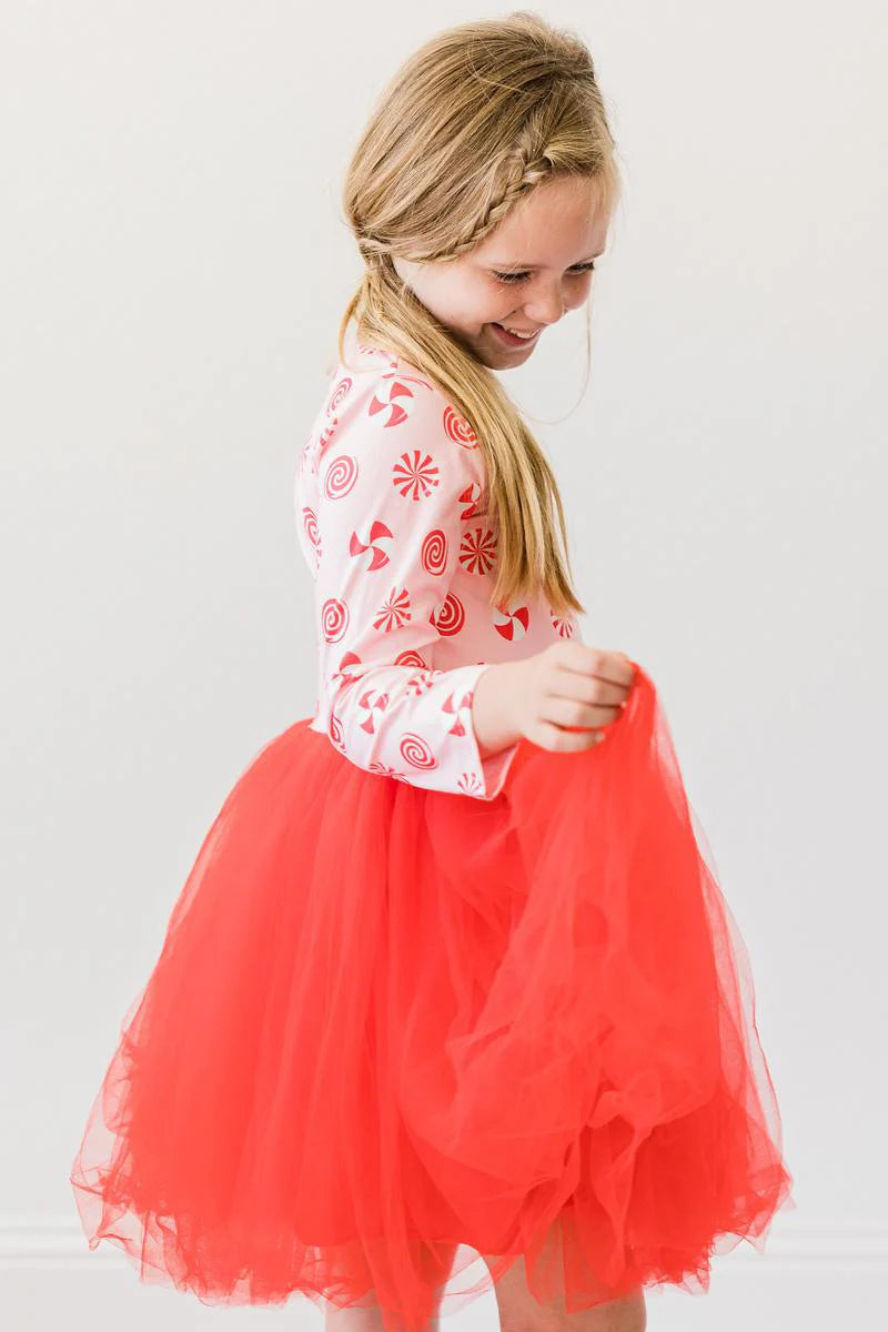 Pink Peppermint LS Tutu Twirl Dress