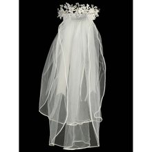 Load image into Gallery viewer, Veil - Silk &amp; Organza Flowers w/ Pearls &amp; Rhinestones
