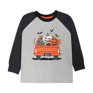 Pumpkin Pick Up Truck Print & Applique Top