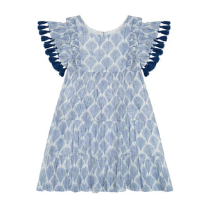 Serena Tassel Dress-Navy Feather