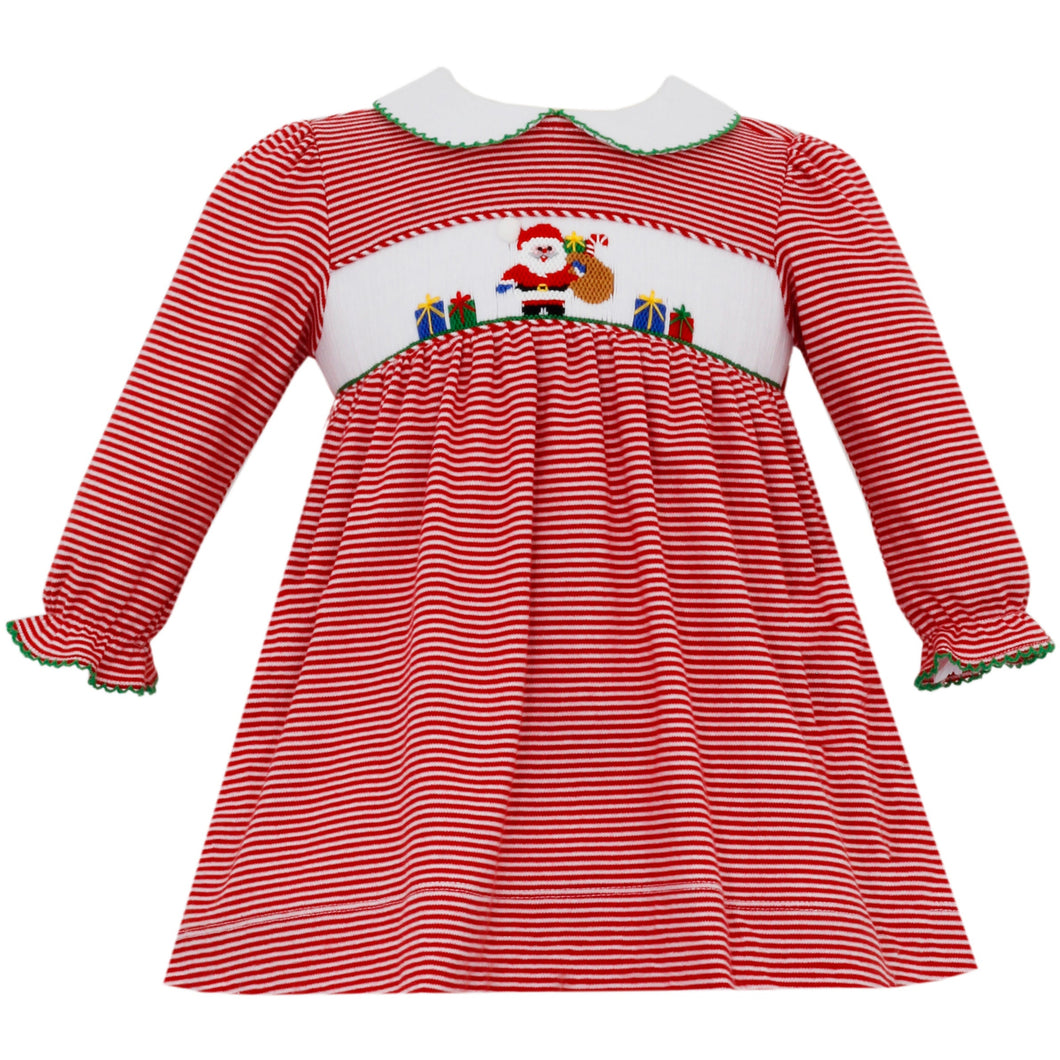 Santa & Gifts Smocked Knit Dress w/ Collar