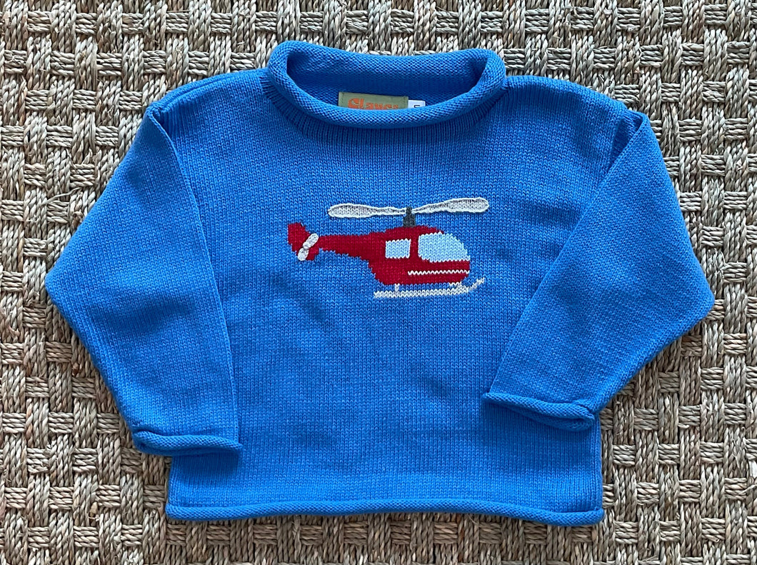 Helicopter Roll Neck Sweater - Blue